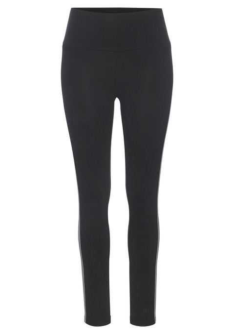 Bild: Leggings von H.I.S: Weiche Leggings von H.I.S mit Streifentape entlang der Hosenbeine. Breiter, bequemer Bund für optimalen Halt. Ideal geeignet für Sportmode, Homewear und als Basic. Elastischer Single-Jersey aus Baumwolle.