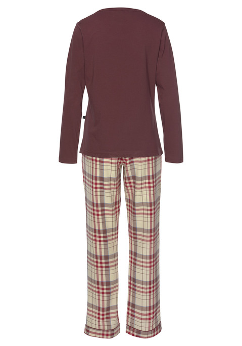 Bild: Pyjama von H.I.S: Karierter Flannel Pyjama mit langärmeligen Oberteil mit Rundhalsausschnitt.  Hose mit seitlichen Eingriffstaschen und elastischem Gummibund. Angenehme Baumwollqualität.
