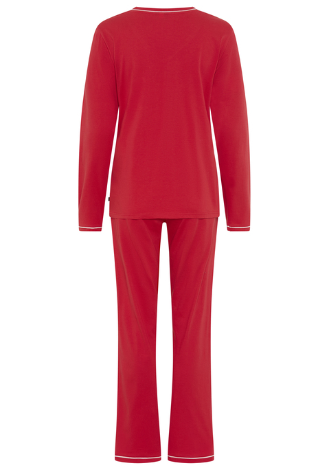 Bild: Pyjama von H.I.S: Pyjama von H.I.S mit Paspelierung in Kontrastfarbe. Mit Brusttasche. V-Ausschnitt. Lange Hose mit Eingrifftaschen und Kontrastpaspel am Saum. Single-Jersey aus softer Baumwollmischung.