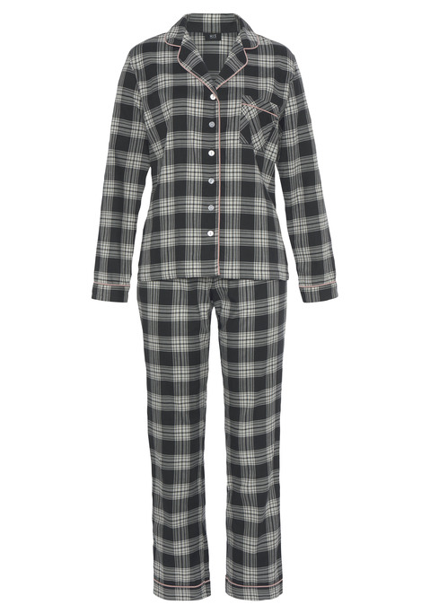 H.I.S Damen Pyjama schwarz-weiß Gr.32