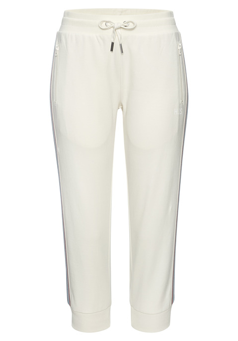 Bild: Relax-Caprihose von H.I.S: Sportliche Relax-Caprihose von H.I.S. Besonderer Clou: die seitlichen Tapestreifen. Elastisches Rippbündchen mit Kordelzug. Körpernaher Schnitt. Ideal für Sport und Freizeit. Aus weicher Interlockware mit Baumwolle.