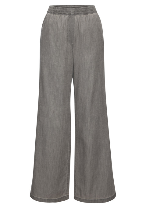 Bild: Schlupfhose von H.I.S: Unifarbene Basic-Schlupfhose von H.I.S in Denim-Optik. Weites Bein. Legere, bequeme Passform.  Für Freizeit und Sport. Weiche, leichte Materialmischung mit Baumwolle.