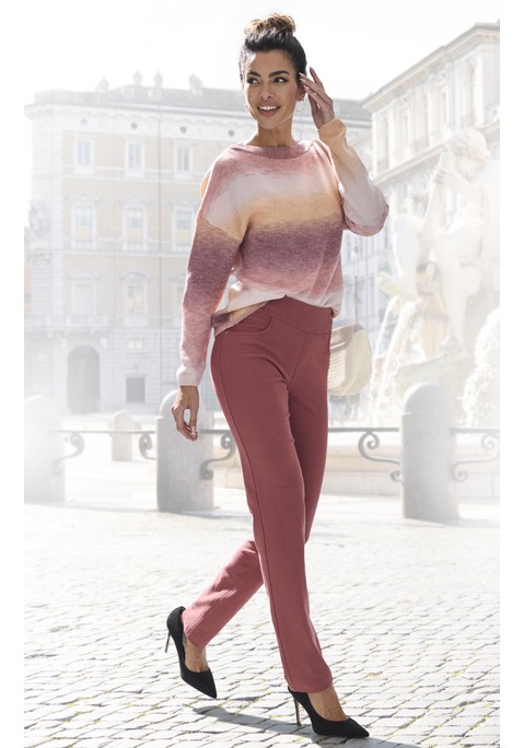 Bild: Schlupfhose von H.I.S: Bequeme unifarbene Schlupfhose von H.I.S in Jeansoptik. 5-Pocket-Look mit Gesäßtaschen am schmalen Bund. Vielseitig kombinierbar zu verschiedenen Oberteilen. Körpernaher, komfortabler Sitz wie eine Leggings. Elastische Qualität.