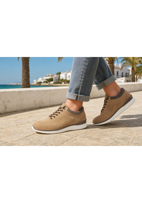Bild: Sneaker von H.I.S: Sneaker aus Leder von HIS. Obermaterial aus Rindsleder und Textil. Futter und Decksohle aus Textil. Laufsohle aus Synthetik.