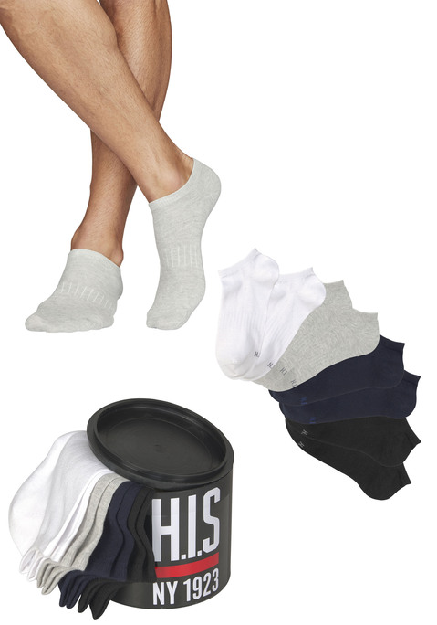 Bild: Sneakersocken von H.I.S: Unisex-Sneakersocken von H.I.S. im praktischen 8er-Pack. Weiches Komfortbündchen. Vorgeformter Zehen- und Fersenbereich. Verpackt in einer schönen Geschenkdose. Angenehmer, strapazierfähiger Materialmix.