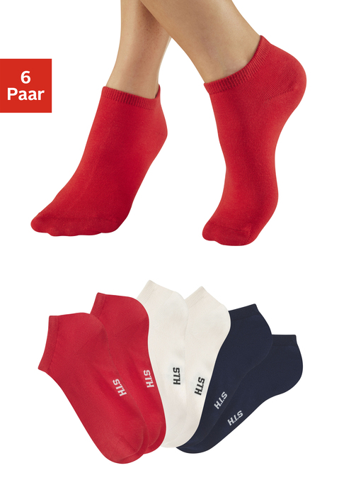Bild: Sneakersocken von H.I.S: Klassische Sneakersocken im maritimen Ringel-Design von H.I.S im 6er-Pack. Für eine lange Haltbarkeit an Ferse und Spitze verstärkt. Hautsympathische Baumwolle.
