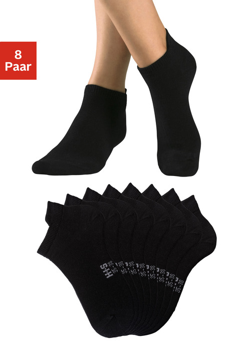 Bild: Sneakersocken von H.I.S: Sportliche Sneakersocken von H.I.S im 8er-Pack. Mit erhöhtem Bündchen für optimalen Halt. Eingestricktes Logo und Schuhgröße unter der Sohle. Weiches Material, ohne Frottee.