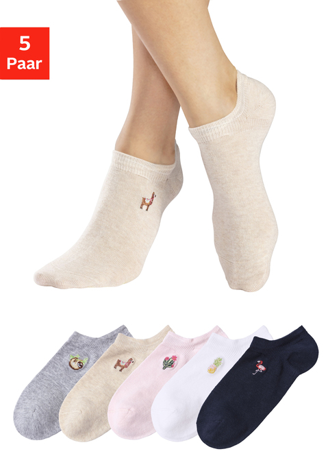 Bild: Sneakersocken von H.I.S: Sneakersocken mit süßer Stickerei.  75%Baumwolle, 23%Polyamid und 2%Elasthan