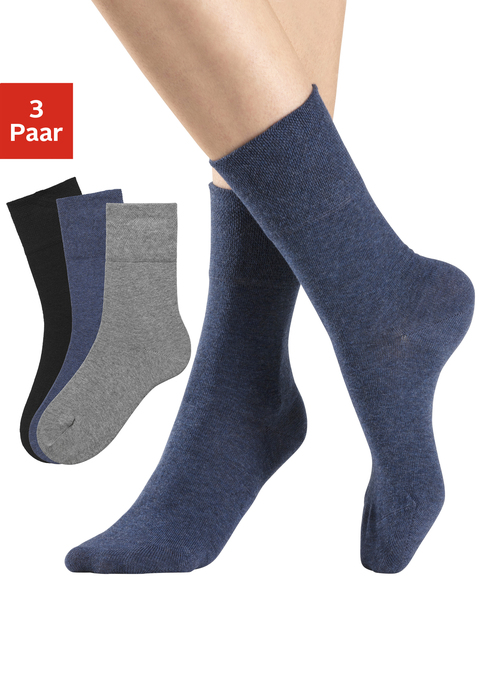 Bild: Socken von H.I.S: Socken von H.I.S auch für Diabetiker im 3er Pack. Ein wahrer und idealer Allrounder fördert die Durchblutung und ist auch für Diabetiker geeignet. Durch die weiche Baumwolle entsteht ein besonders angenehmes Tragegefühl. Perfekter Sitz und beständige Passform durch den hohen Elasthan-Anteil. Der extra breite und venenfreundliche Komfortbund sorgen für ein angenehmes Tragegefühl. Keine drückende Naht. Aus 84%Baumwolle, 14% Polyamid und 2%Elasthan.