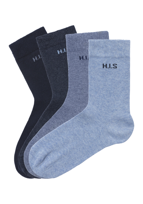 Bild: Socken von H.I.S: Immer einsatzbereit, die Basic-Socke in ausgesuchter Markenqualität. Nicht einschneidende Bündchen sorgen für besonderen Tragekomfort, speziell bei druckempfindlichen Beinen. LYCRA® garantiert perfekten Sitz, konturierte Fersen und Spitzen-Passformbeständigkeit. Saugfähig und pflegeleicht durch den hohen Baumwollanteil. Auch nach mehreren Wäschen überzeugen diese bequemen Allrounder durch hohe Farbbrillanz und ein gleichmäßig schönes Maschenbild. In starken Trendfarben oder klassischem Schwarz! Details:. Basis-Socke für jeden Tag. feine, weiche Drei-Faser-Qualität. sehr hoher Tragekomfort. anschmiegsam, atmungsaktiv und hautfreundlich. saugfähig und pflegeleicht. hochwertige Materialkomposition.
