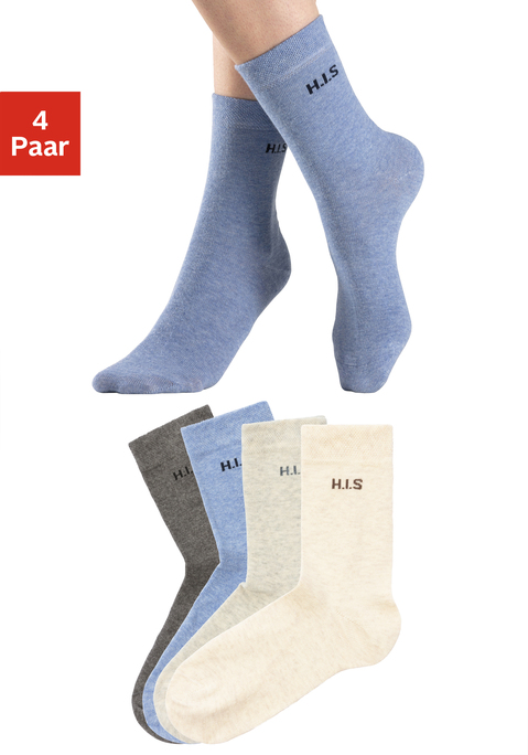 H.I.S Socken 1x flieder, blau, 27-30 | 1x pink, 1x bordeaux 1x