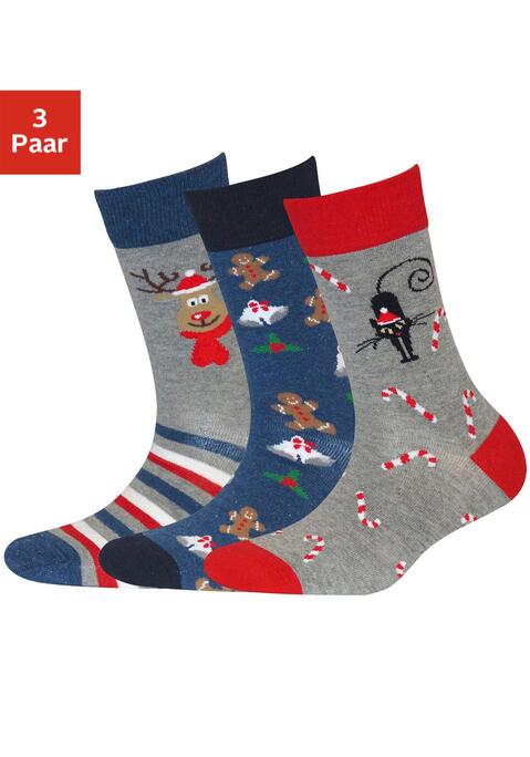 Bild: Socken von H.I.S: Gemütliche Socken im Weihnachts-Design halten die Füße Kuschelig warm. Multipack mit 3 Paar Socken. Ideal zum Verschenken.