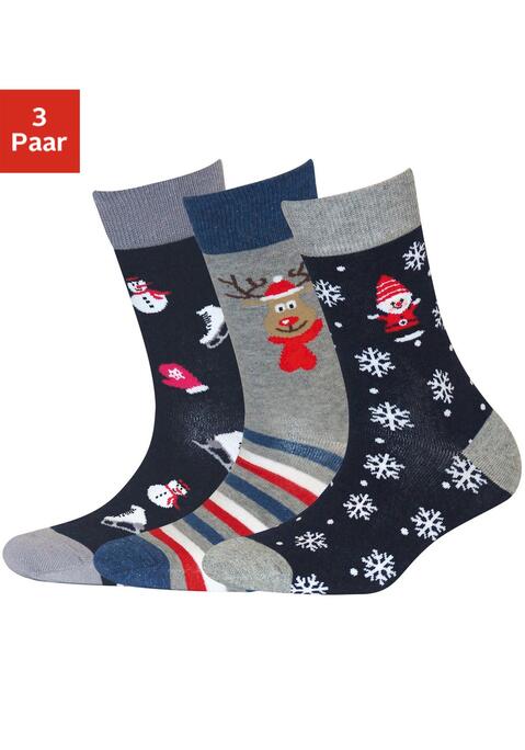 Bild: Socken von H.I.S: Gemütliche Socken im Weihnachts-Design halten die Füße Kuschelig warm. Multipack mit 3 Paar Socken. Ideal zum Verschenken.