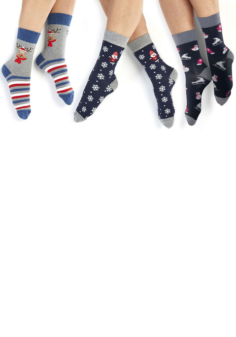 Bild: Socken von H.I.S: Gemütliche Socken im Weihnachts-Design halten die Füße Kuschelig warm. Multipack mit 3 Paar Socken. Ideal zum Verschenken.