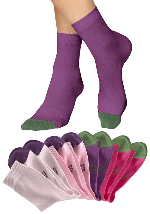 H.I.S Herren Socken pink-grün+rosa-lila+lila-grün+hellrosa-lila Gr.19-22