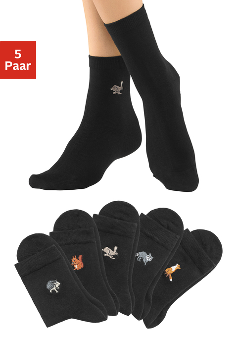 Bild: Socken von H.I.S: Basic-Socken von H.I.S im 5er-Pack mit hochwertiger Stickerei. Mit druckfreiem Bündchen und flacher Zehennaht. Hautfreundliche Baumwollmischung.