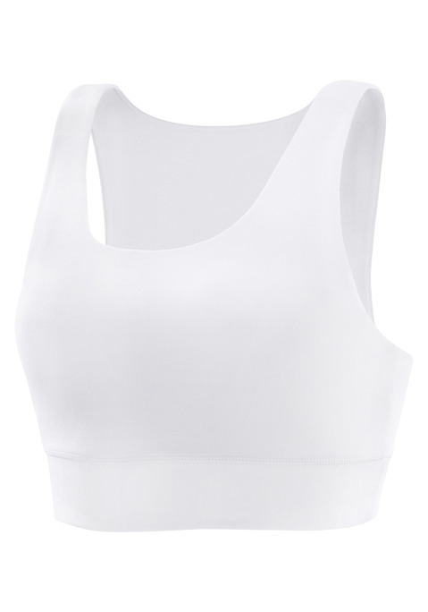 Bild: Sport-Bustier von H.I.S: Sport-Top mit hohem Baumwollanteil. Ohne Bügel. Doppelt verarbeitetes, ultrafestes Material und Minimizer-Effekt: die Büste wirkt optisch kleiner. Logo-Print hinten mittig. Ohne Träger und Rückenverschluss. Starker Halt: Reiten, Joggen, Ballsport.