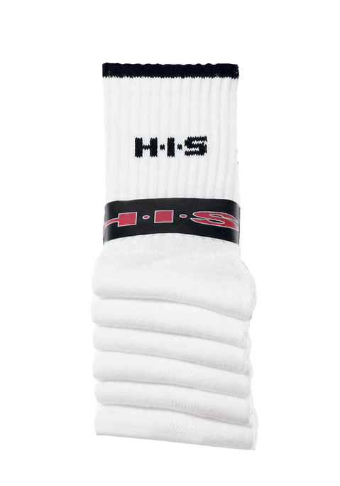 Bild: Sportsocken von H.I.S: Sport- und Freizeitsocken mit dem Plus an Tragekomfort: Weiches Frottee und Verstärkung der Belastungszonen vermeiden Druckstellen, die feuchtigkeitsregulierende Materialkomposition schafft ein fußgesundes Klima. Die sportliche Rippenstruktur garantiert guten Sitz und sorgt für eine optimale Passform. Pflegeleichte Qualität und Farbbrillanz inklusive. Ideal für aktive Freizeitfans. Details:. Sport- und Freizeitsocken. im praktischen 6er-Pack. für sie + ihn bis Gr. 48. dauerhafte Farbbrillanz. pflegeleichte Qualität. schweißaufsaugend. mit eingesticktem H.I.S-Logo unter dem Bündchen. Drei-Faser-Qualität.