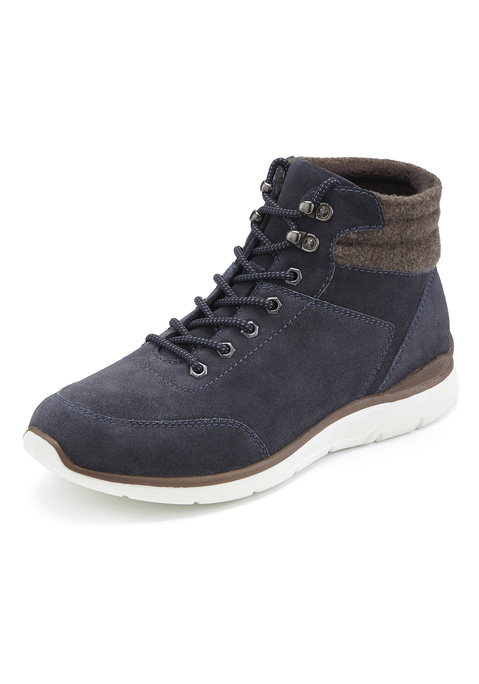 Bild: Stiefelette von H.I.S: Stiefelette aus Leder von HIS. Obermaterial aus Rindsleder und Textil. Futter und Decksohle aus Textil. Laufsohle aus Synthetik.
