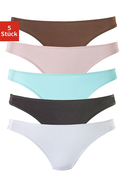 Bild: String von H.I.S: Strings im praktischen 5er-Pack. Mit eingearbeitetem Baumwollzwickel. Besonders weiche Abschlüsse für hohen Tragekomfort. Elastische Microfaser-Qualität aus 95%Polyamid 5%Elasthan.