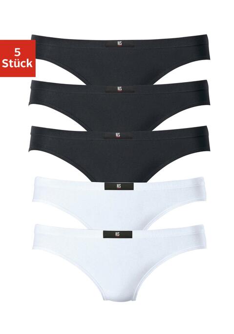 Bild: String von H.I.S: H.I.S Strings im 5er Pack. Mit elastischem Bündchen und aufgenähtem Logo-Label vorn. Aus weicher Baumwoll-Stretch-Qualität.