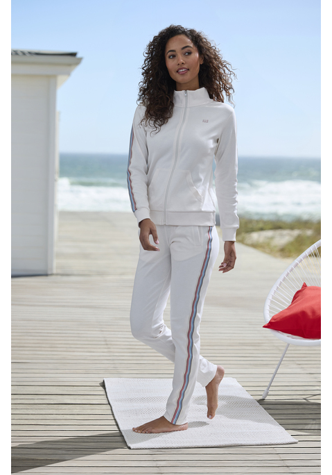 Bild: Sweathose von H.I.S: Bequeme Relaxhose von H.I.S mit modischem, seitlichem Streifendesign. Elastischer Bund mit Tunnelzug sowie elastische Bündchen am Saum. Mit seitlichen Eingrifftaschen. Ideal als Loungewear. Weiche, elastische Interlock-Qualität aus einer Baumwollmischung.