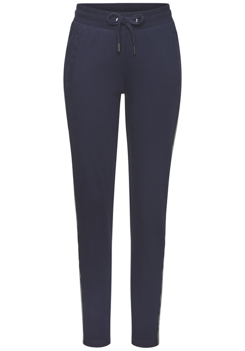 Bild: Sweathose von H.I.S: Bequeme Relaxhose von H.I.S mit modischem, seitlichem Streifendesign. Elastischer Bund mit Tunnelzug sowie elastische Bündchen am Saum. Mit seitlichen Eingrifftaschen. Ideal als Loungewear. Weiche, elastische Interlock-Qualität aus einer Baumwollmischung.