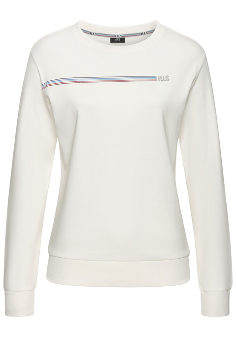 Bild: Sweatshirt von H.I.S: Komfortables Basic-Sweatshirt von H.I.S mit Rundhalskragen und Logodruck. Bequeme, elastische Rippbündchen. Ideal als Loungewear. Weiche Interlock-Qualität aus einer Baumwollmischung.
