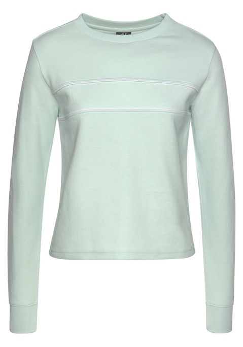 Bild: Sweatshirt von H.I.S: Sportliches H.I.S Sweatshirt mit Piping, Rundhalsauschnitt und Piping über der Brust, sowie mit Rippbündchen an Ärmel- und Bundabschluss. Aus 60% Baumwolle, 40% Polyester.