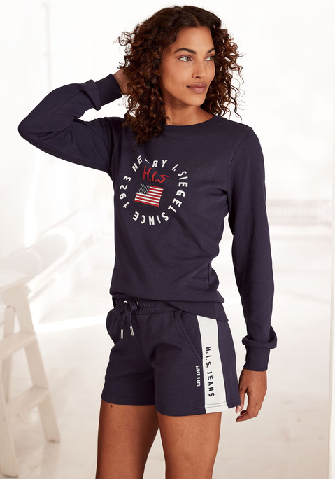 Bild: Sweatshirt von H.I.S: Cooles Sweatshirt von H.I.S mit großem Logoprint vorn. Rundhalsausschnitt. Elastische Rippbündchen. Passt gut zu allen Unterteilen. Weiche Sweatware.