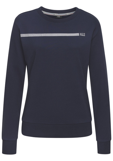 Bild: Sweatshirt von H.I.S: Komfortables Basic-Sweatshirt von H.I.S mit Rundhalskragen und Logodruck. Bequeme, elastische Rippbündchen. Ideal als Loungewear. Weiche Interlock-Qualität aus einer Baumwollmischung.