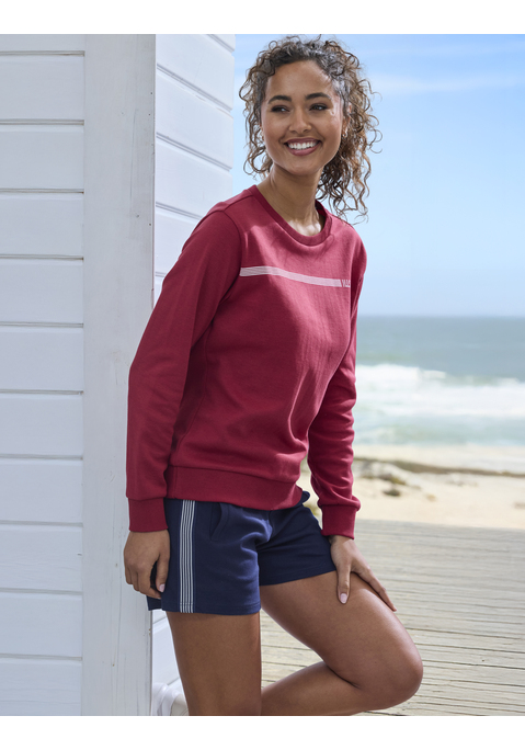 Bild: Sweatshirt von H.I.S: Komfortables Basic-Sweatshirt von H.I.S mit Rundhalskragen und Logodruck. Bequeme, elastische Rippbündchen. Ideal als Loungewear. Weiche Interlock-Qualität aus einer Baumwollmischung.