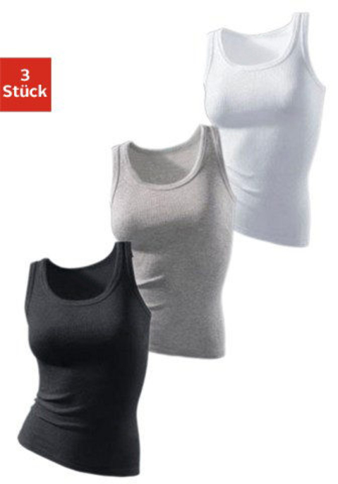 Bild: Tanktop von H.I.S: Lässige Tanktops von H.I.S im 3er-Pack. Perfekte Passform ohne Seitennähte. Supergekämmte und pflegeleichte Feinrippqualität.