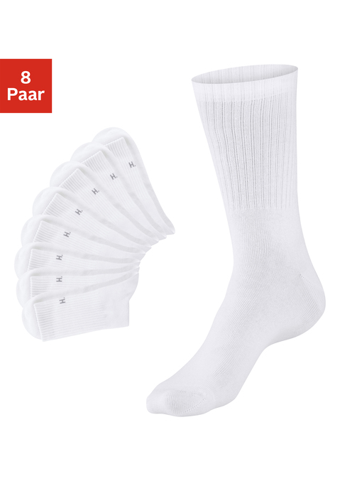 Bild: Tennissocken von H.I.S: <h3>Sportlich und stylisch: die perfekten Tennissocken von <strong>H.I.S</strong></h3>
<p>
Die Basic-Tennissocken von <strong>H.I.S</strong> im 8er-Pack vereinen sportliche Funktionalität mit modischem Design. Sie überzeugen durch ihre schlichte, unifarbene Optik und sind sowohl im Alltag als auch beim Sport ein echter Blickfang. Der innovative Verzicht auf Fußfrottee sorgt für ein leichtes Tragegefühl, während der verstärkte Zehen- und Fersenbereich zusätzlichen Komfort und Langlebigkeit garantiert.
</p>

<h4>Artikelmerkmale und Mehrwerte</h4>
<p>
Die elastische Passform dieser Strümpfe gewährleistet einen optimalen Sitz, der ein Verrutschen während sportlicher Aktivitäten verhindert. Die hochwertige Baumwollmischung sorgt für Atmungsaktivität und ein angenehmes Tragegefühl, während die Pflegeleichtigkeit durch Maschinenwäsche überzeugt. Die Socken sind die ideale Wahl für sportliche Einsätze oder entspannte Tage zu Hause.
</p>

<h4>Outfit-Tipps und Trageanlässe</h4>
<p>
Die Tennissocken lassen sich hervorragend mit Sneakern kombinieren, was sie zur perfekten Ergänzung für ein lässiges Streetwear-Outfit macht. Sie eignen sich nicht nur für Tennis, sondern auch für Laufen, Fitness und andere sportliche Aktivitäten. Für einen entspannten Look können sie zu Shorts oder einer bequemen Jogginghose getragen werden. Auch in Kombination mit sportlichen Accessoires wie einem Sweatband oder einer Sporttasche kommen sie bestens zur Geltung.
</p>

<p>Die Tennissocken von <strong>H.I.S</strong> sind der ideale Begleiter für jeden aktiven Lebensstil!</p>