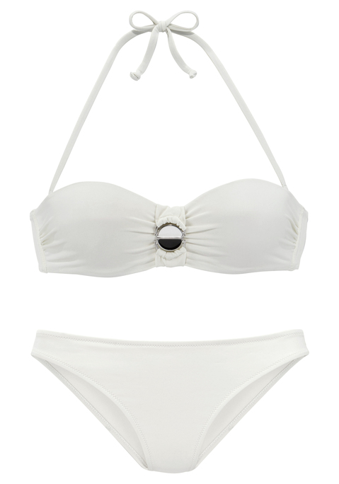 JETTE Bügel-Bandeau-Bikini Damen weiß Gr.36 Cup D