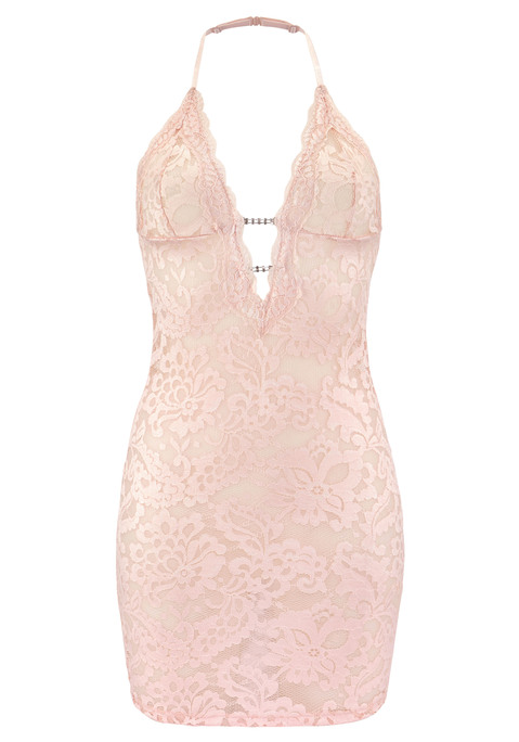 Bild: Negligé von JETTE: Negligé von JETTE, kreiert von der Designerin Jette Joop. Ganz aus eleganter Spitze. Mit zwei Strass-Kettchen vorn und mit verstellbaren Trägern, die im Nacken zusammenlaufen. Erotische Dessous. Reizvolle Dessous. Reizwäsche. Verführerische Dessous. Spitzen-Dessous. Romantische Dessous. Verspielte Dessous. Aus 90% Polyamid, 10% Elasthan.