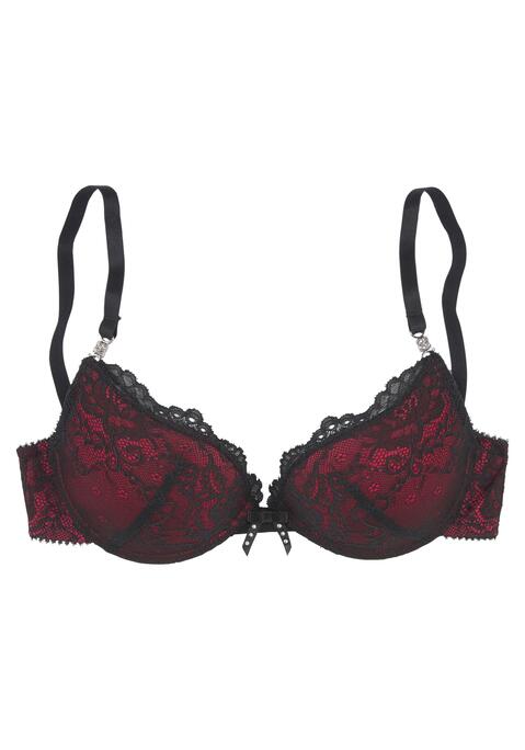 Bild: Push-up-BH von JETTE: Kreiert von der Designerin Jette Joop. Schimmernde Microtouchware, aufregende Spitze und edle Details in verführerischer Kombination. Mit nicht herausnehmbaren Kissen. Flügel halb aus Spitze, halb aus feiner Netzware. Reizwäsche. Verführerische Dessous. Spitzen-Dessous. Romantische Dessous. Verspielte Dessous. Der BH ist aus 60% Polyamid, 35% Polyester, 5% Elasthan.