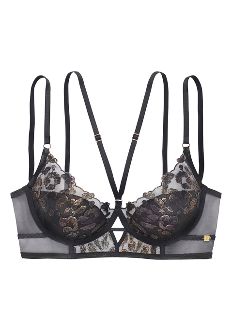 Bild: Push-up-BH von JETTE: Extravaganter Push-up-BH mit integrierten Kissen - für ein tolles Dekolleté. Cup mit hochwertiger Stickereispitze mit Glitzer-Effekt überzogen. Mit aufregendem Bänderdetail in der vorderen Mitte. Individuell verstellbare Träger sowie Rückenverschluss. Kreiert von der Designerin Jette Joop. Aus 52% Polyester, 45% Polyamid, 3% Elasthan.