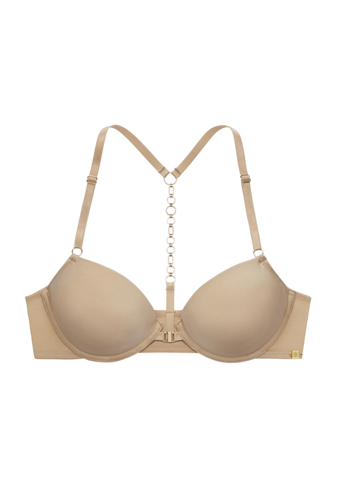 Bild: Push-up-BH von JETTE: Verführerischer Push-up-BH mit edlem Kettendetail hinten. Cups mit herausnehmbaren Kissen - für ein tolles Dekolleté. Individuell verstellbare Neckholder-Träger. Mit praktischem Vorderverschluss. Kreiert von der Designerin Jette Joop. Reizwäsche. Verführerische Dessous. Spitzen-Dessous. Romantische Dessous. Verspielte Dessous. Aus 60% Polyamid, 35% Polyester, 5% Elasthan.