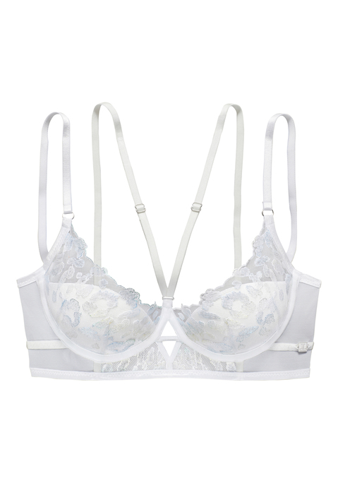 Bild: Push-up-BH von JETTE: Extravaganter Push-up-BH mit integrierten Kissen - für ein tolles Dekolleté. Cup mit hochwertiger Stickereispitze mit Glitzer-Effekt überzogen. Mit aufregendem Bänderdetail in der vorderen Mitte. Individuell verstellbare Träger sowie Rückenverschluss. Kreiert von der Designerin Jette Joop. Aus 52% Polyester, 45% Polyamid, 3% Elasthan.