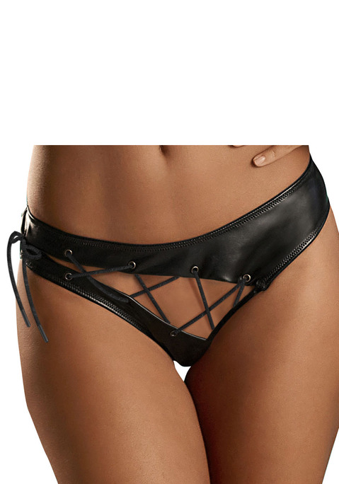 Bild: Slip von JETTE: Verführerischer Slip kreiert von der Designerin Jette Joop. In Lederoptik  mit aufregender Schnürung. Mit eingearbeitetem Baumwollzwickel. Mit passendem BH aus der gleichen Serie erhältlich. Obermaterial: 97% Polyester, 3% Elasthan.