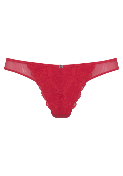Bild: String von JETTE: Femininer String aus blumiger Spitze. Seitlich und hinten aus feinem Soft Mesh. Vorne kontrastfarben unterlegt. Mit eingearbeiteten Baumwollzwickel. Passender BH aus der gleichen Serie erhältlich. Aus 83% Polyamid, 17% Elasthan.