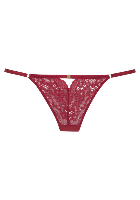 Bild: String von JETTE: Femininer String aus dezent transparenter Spitze. Hinten mit verführerischer Schnürung. Erotischer Bund aus feinem Band. Mit eingearbeitetem Baumwollzwickel. Mit passendem BH aus der gleichen Serie erhältlich. Aus 90% Polyamid, 10% Elasthan.