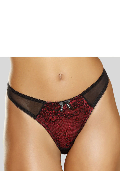 Bild: String von JETTE: String von JETTE, kreiert von Designerin Jette Joop. Vorn blickdicht unterlegt. Hinten aus leicht transparentem Netzmaterial. Mit Baumwollzwickel. Aus 90% Polyamid, 10% Elasthan.