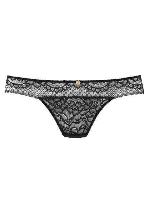 Bild: String von JETTE: Verführerischer String kreiert von der Designerin Jette Joop. Vorn aus zarter Spitze in blumiger Optik. Hinten aus zarter Spitze und leicht transparentem Mesh. Mit Baumwollzwickel für ein angenehmes Tragegefühl. Passende Oberteile aus der gleichen Serie erhältlich. Obermaterial: 90% Polyamid, 10% Elasthan.