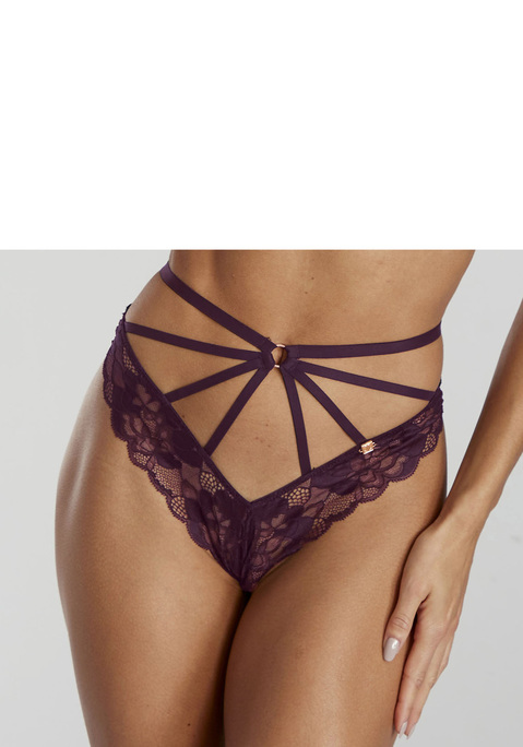 Bild: Tanga von JETTE: Verführerischer Tanga von JETTE. Rundherum aus dezent transparenter Spitze in blumigem Design. Mit aufregendem Bänder-Design im Bund. Mit eingearbeitetem Baumwollzwickel. Passender BH aus der gleichen Serie erhältlich. Obermaterial: 90% Polyamid, 10% Elasthan.