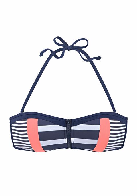 KANGAROOS Bandeau-Bikini-Top Damen marine-weiß Gr.32 Cup A/B
