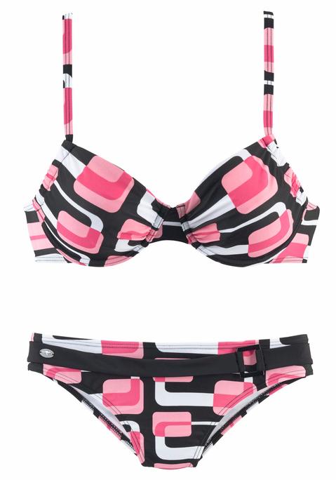 KANGAROOS Bügel-Bikini Damen schwarz-rosa Gr.36 Cup C