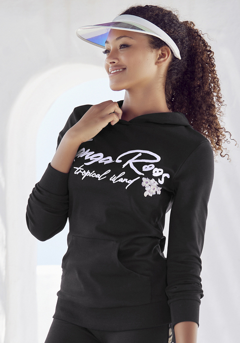 Bild: Kapuzensweatshirt von KangaROOS: Basic Sweatshirt von KangaROOS mit Stickerei und Blumendruck, sowie mit Kapuze und praktischen Kängurutaschen. Aus 60% Baumwolle, 40% Polyester.