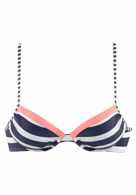 KANGAROOS Push-Up-Bikini-Top Damen marine-weiß Gr.34 Cup C